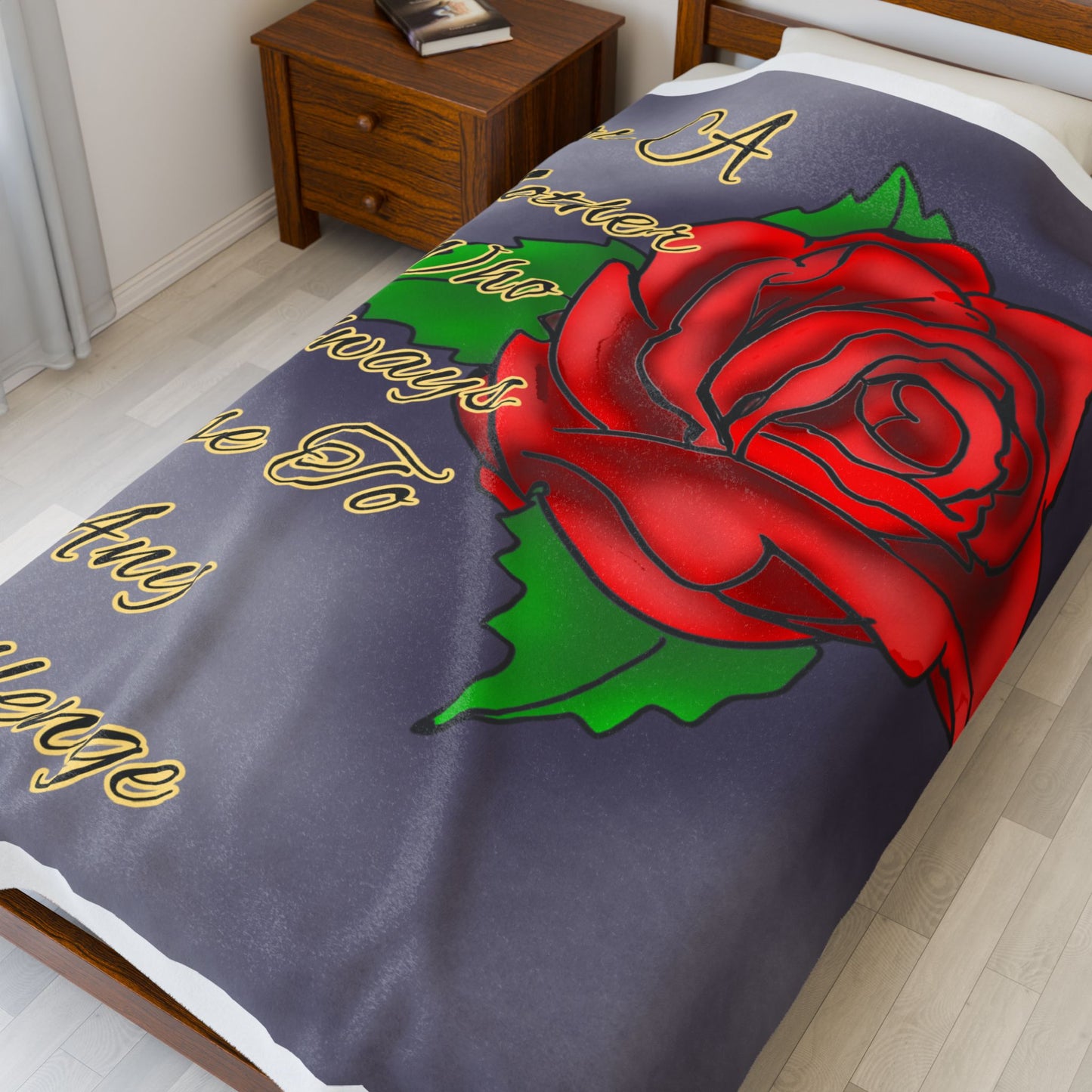 Inspirational Mother's Day Velveteen Plush Blanket - "For A Mother Who Always Rose To Any Challenge"