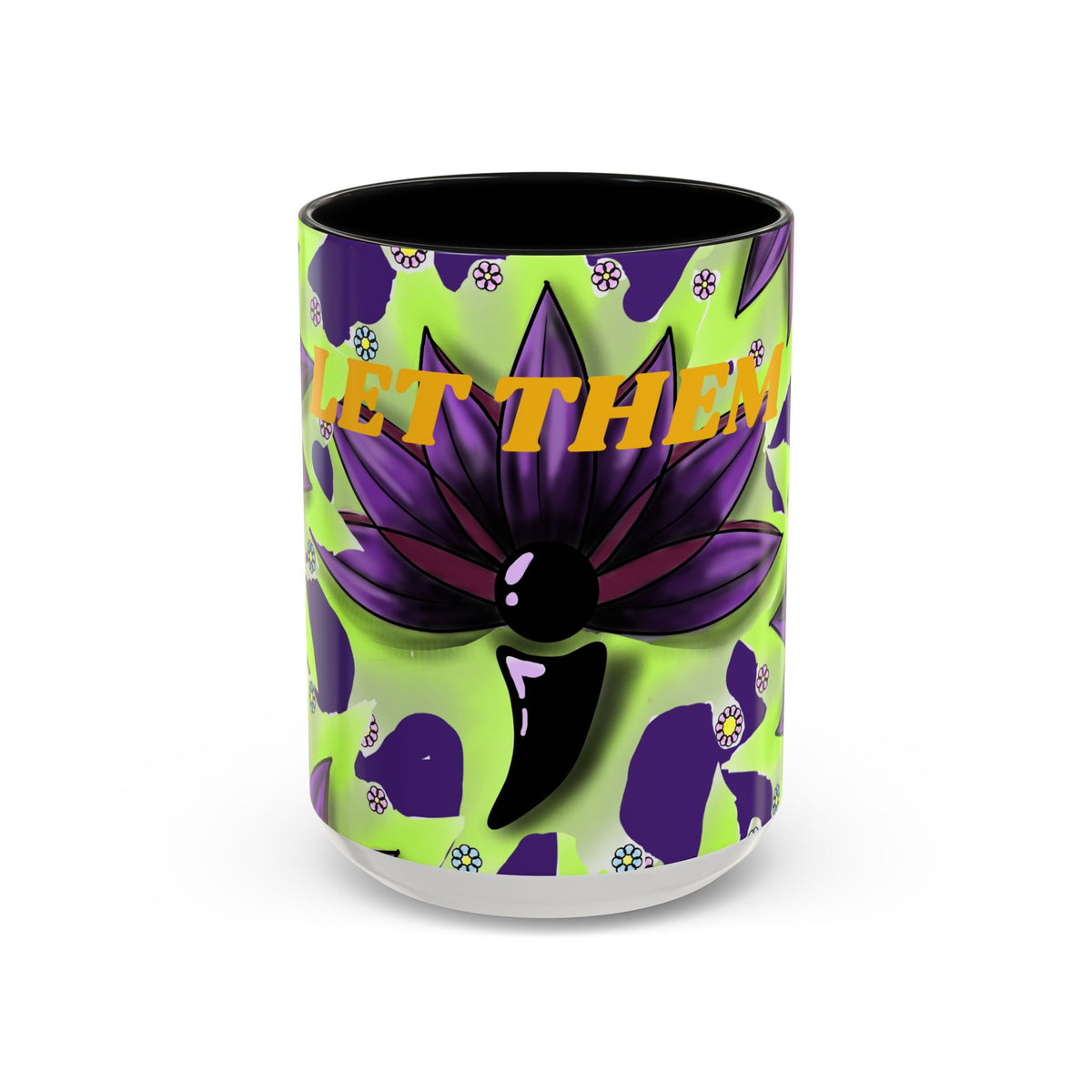 Vibrant Flower Accent Coffee Mug - 11oz & 15oz Semicolon Let Them Design