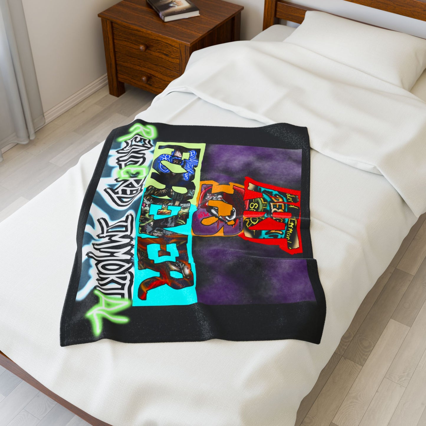 Cozy Velveteen Plush Blanket - Funky Graphic Throw for Chill Evenings, Gifts for Gamers, Home Decor Essentials