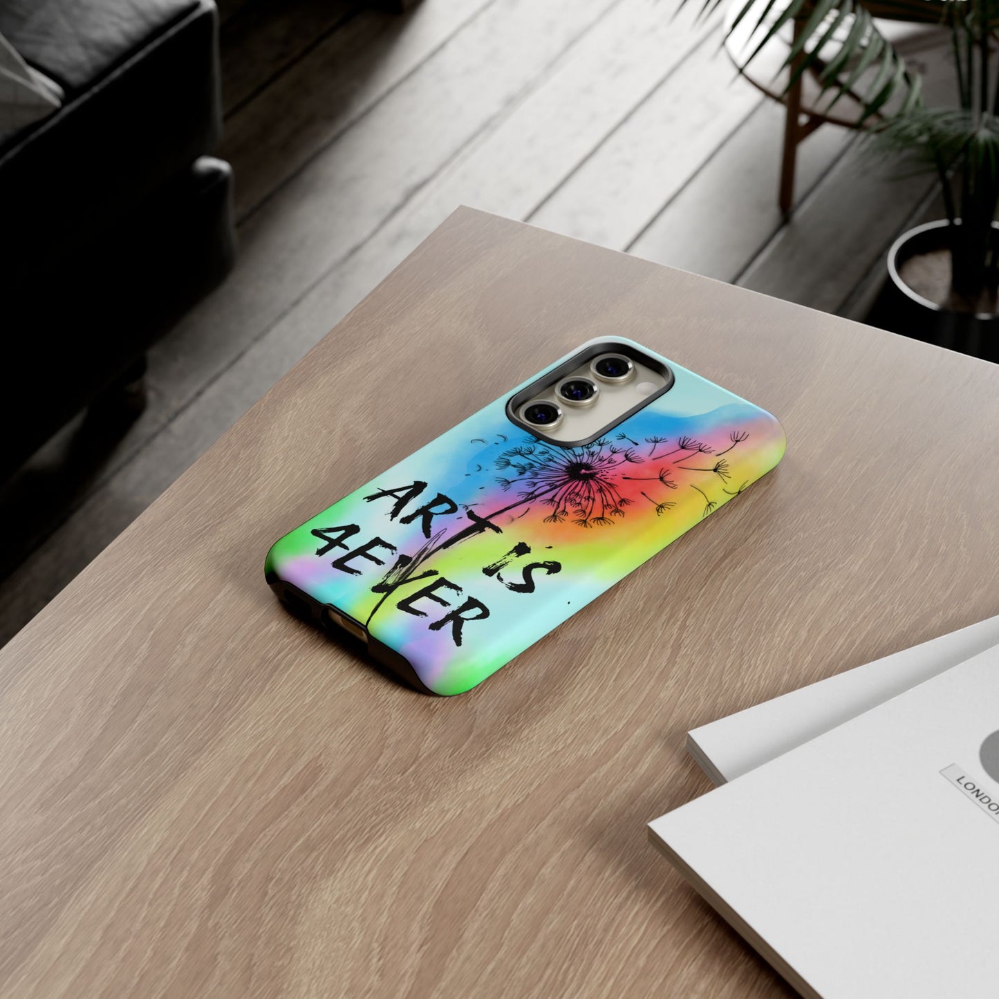 Artistic Phone Case, Vibrant Dandelion Design, Gift for Artists, Colorful Accessory for Creative Souls, Unique Tech Gift