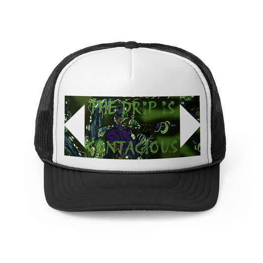 Contagious DripTrucker Cap, Perfect for Festivals, Outdoor Events, Gift for Gamers, Adjustable Hat, Streetwear Style