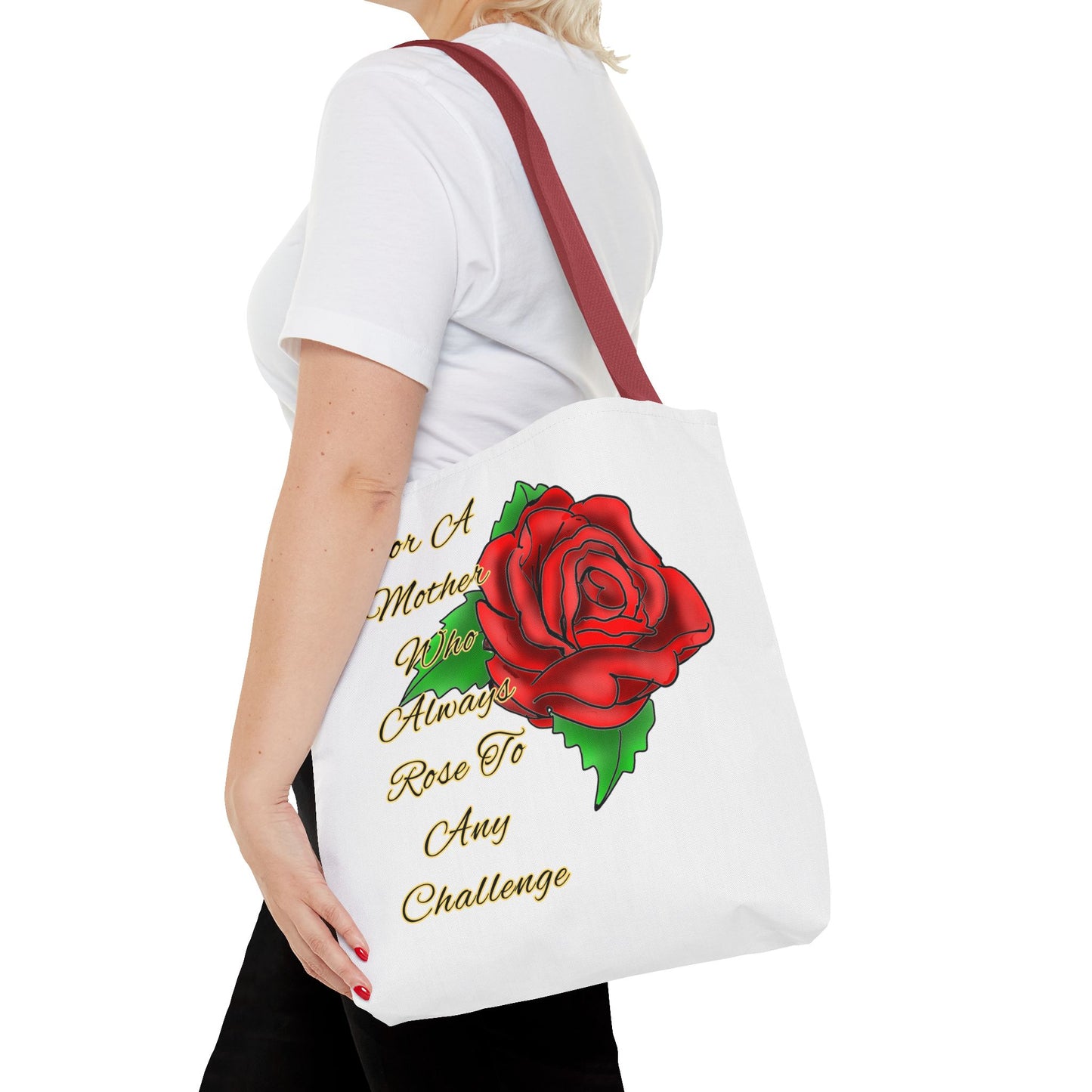 Rose Motivational Tote Bag | Gift for Mom, Floral Shopping Bag, Mother's Day Present, Inspirational Messenger Bag, Eco-Friendly