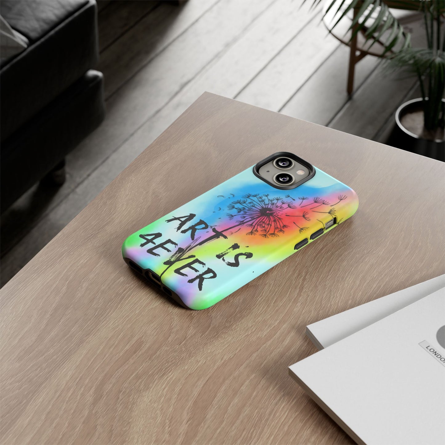 Artistic Phone Case, Vibrant Dandelion Design, Gift for Artists, Colorful Accessory for Creative Souls, Unique Tech Gift