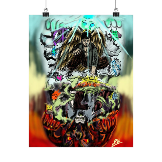 Edgy Matte Vertical Posters with Graffiti Angels, Urban Wall Art, Street Art Decor, Hip Hop Room Decor, Unique Gift for Teenagers