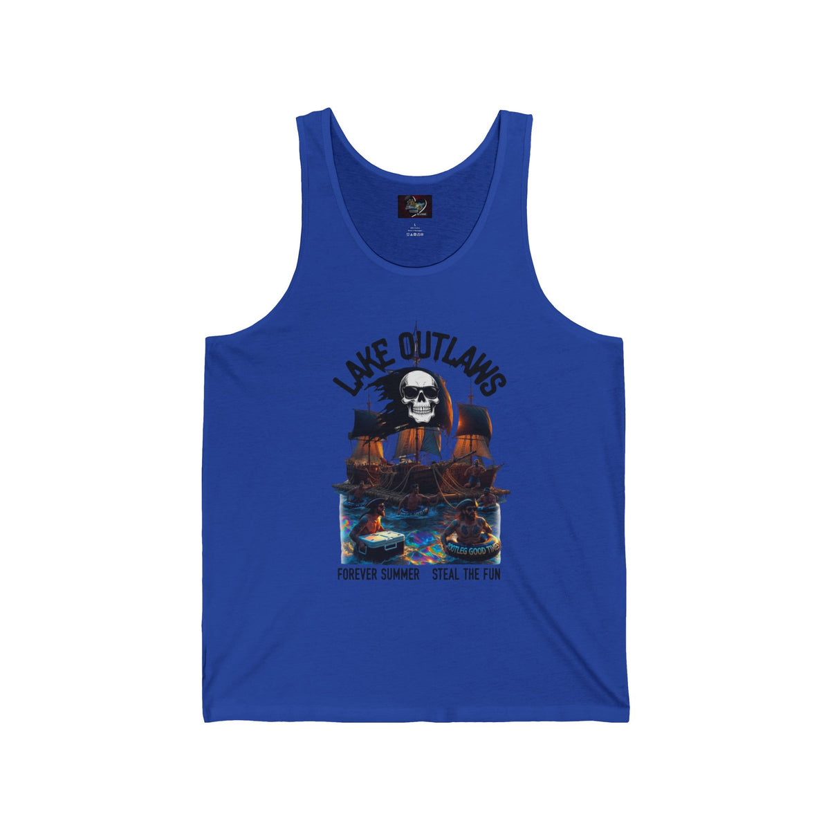 Lake Outlaws Skull & Boat Tank Top — "Forever Summer, Steal the Fun" Graphic Tank