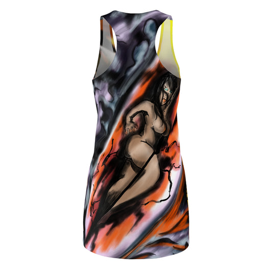 Vibrant Women’s Cut & Sew Racerback Dress - Bold Graphic Art