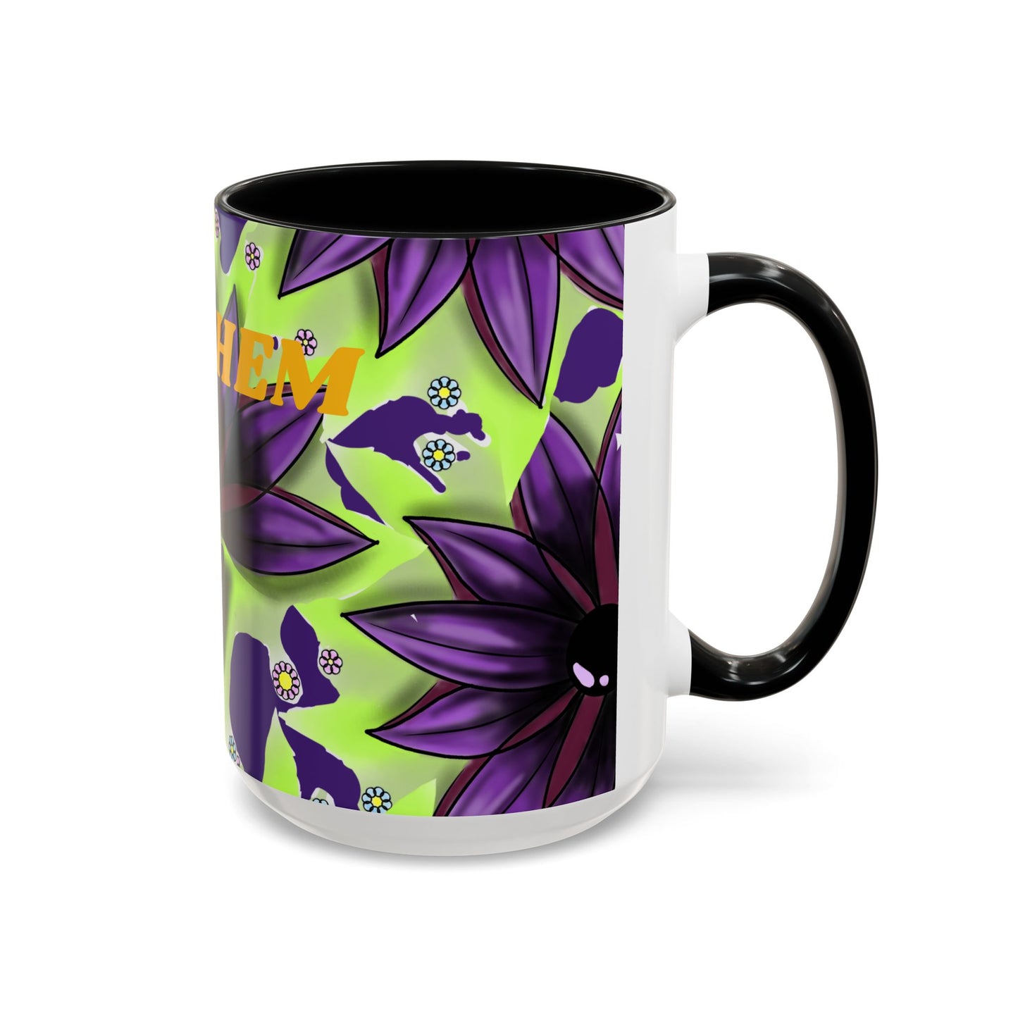 Vibrant Flower Accent Coffee Mug - 11oz & 15oz Semicolon Let Them Design
