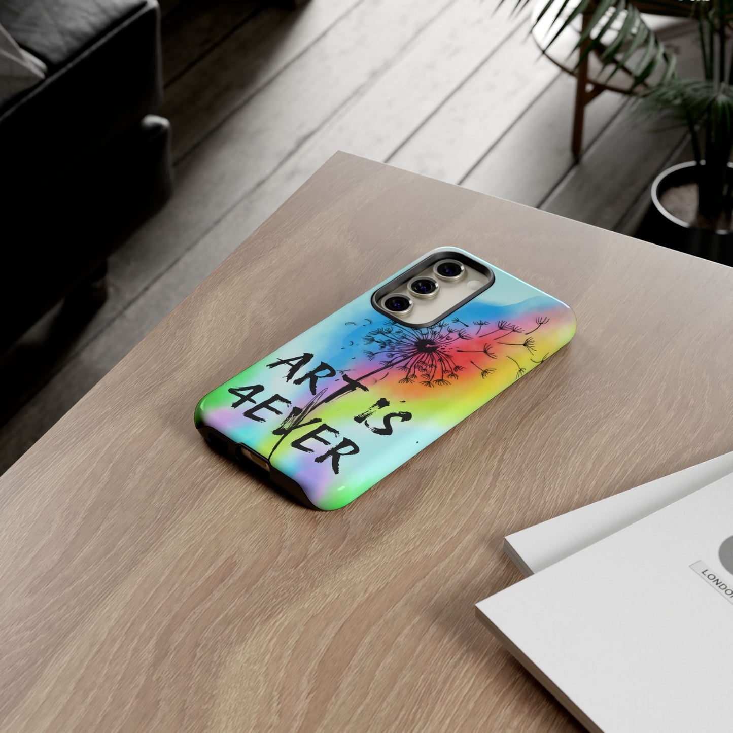 Artistic Phone Case, Vibrant Dandelion Design, Gift for Artists, Colorful Accessory for Creative Souls, Unique Tech Gift