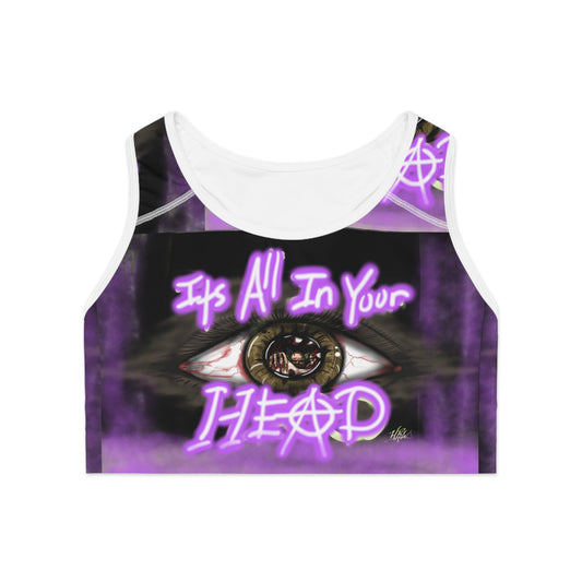 Eye-Catching Sports Bra - "It's All In Your HEAD" Graphic Design