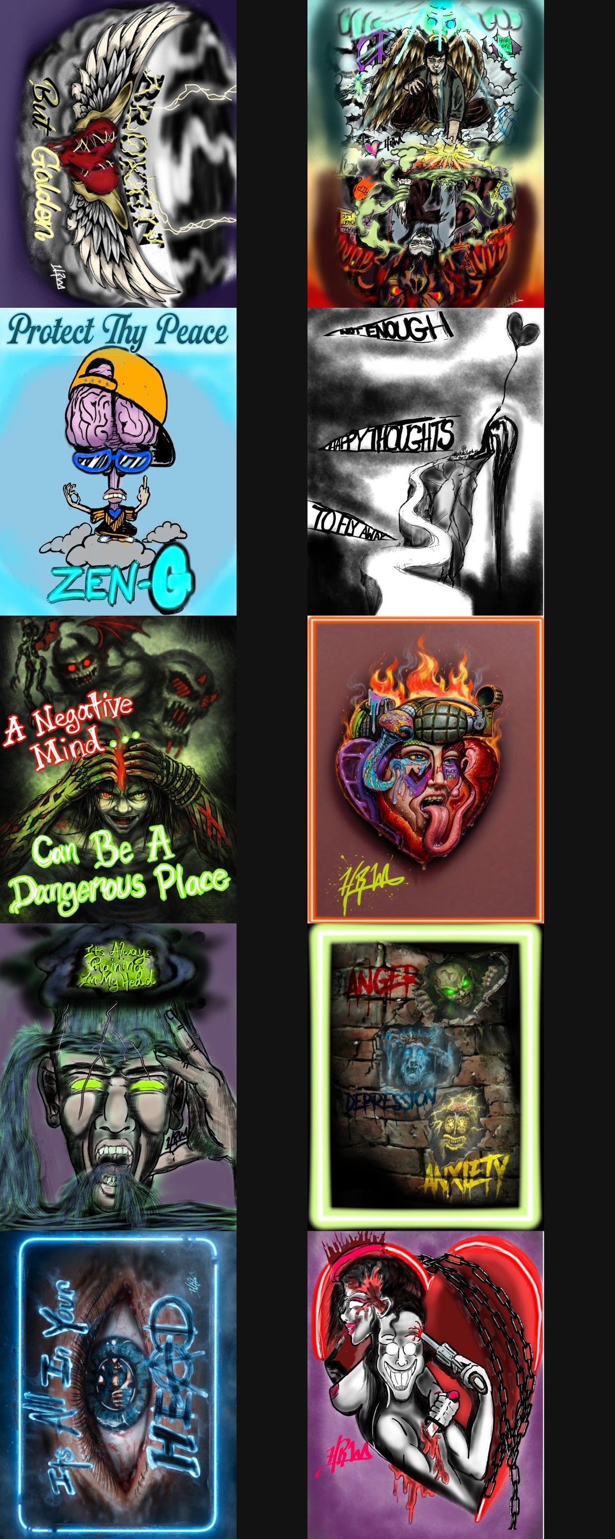 Headspace Bundle — preview of the 10 original mental-health themed art PNGs by Reese Wilson