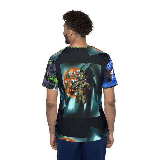 Men's Sports Jersey: Bold Graphic Tee for Gamers, Cosplay, and Halloween, Unique AOP Shirt, Perfect Gift for Nerds