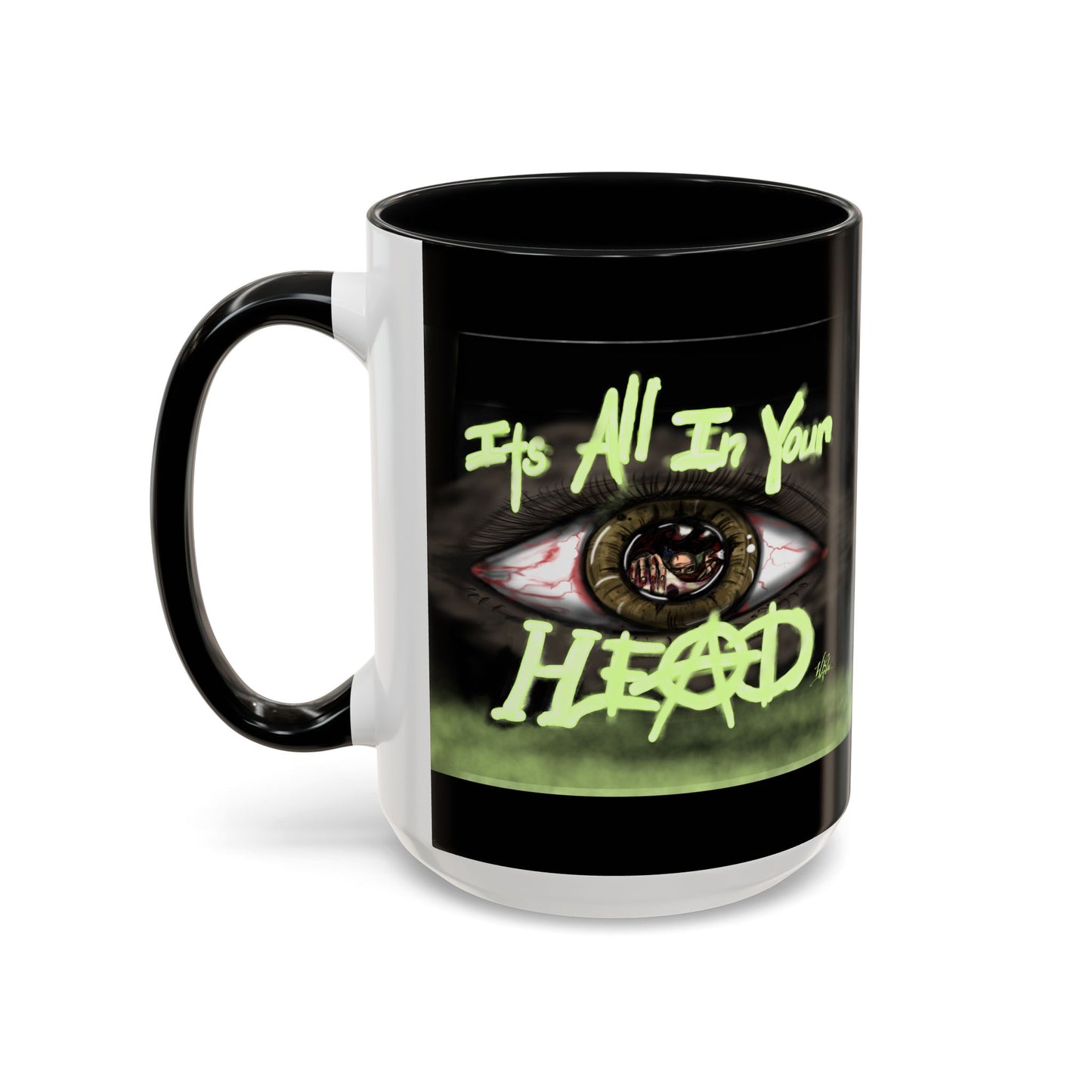 Edgy Accent Coffee Mug - Unique Gift for Artists, Home Decor, Halloween, Motivational Drinkware, Gothic Style, Mindful Daily Use
