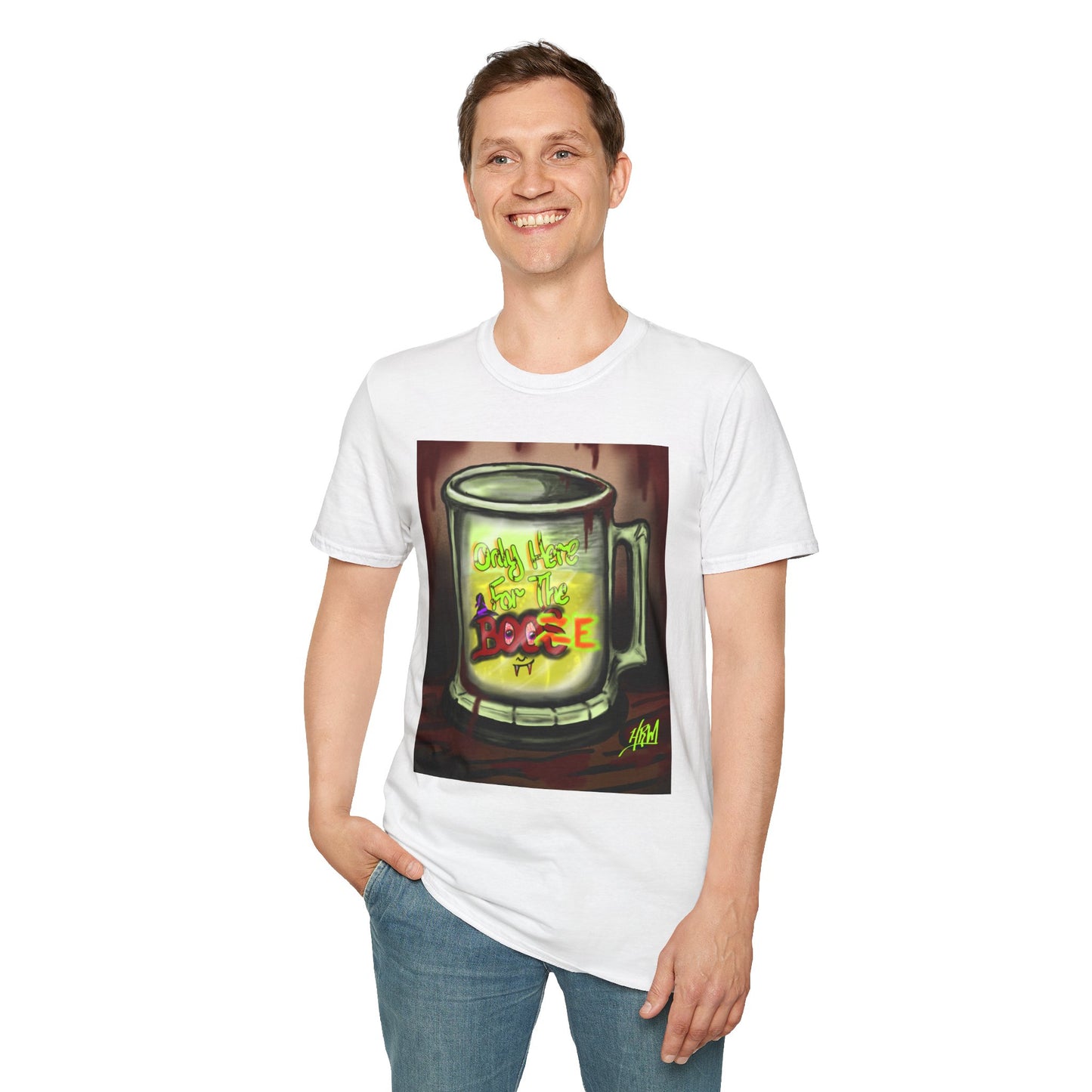 Here For the Boos Unisex Softstyle T-Shirt, Casual Streetwear, Urban Fashion, Unique Graphic Tee, Perfect Gift for Art Lovers