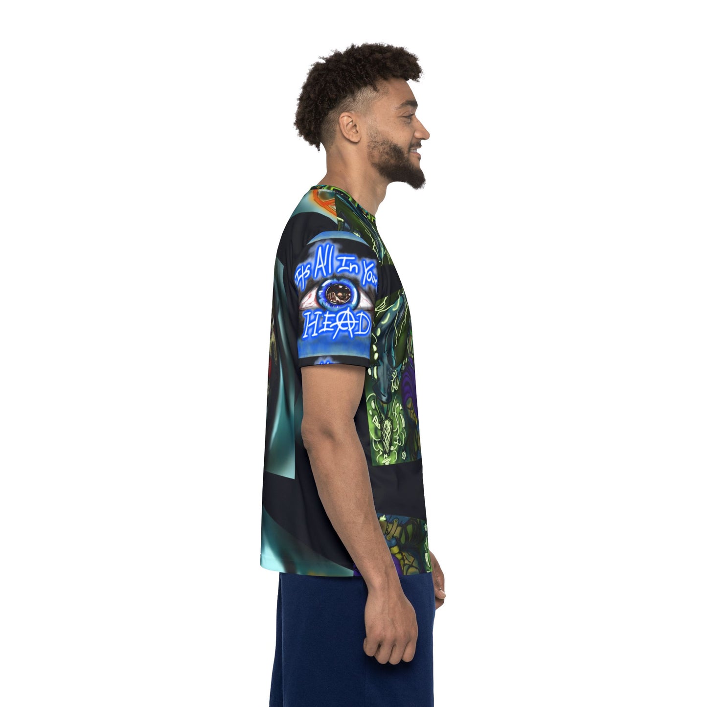 Men's Sports Jersey: Bold Graphic Tee for Gamers, Cosplay, and Halloween, Unique AOP Shirt, Perfect Gift for Nerds