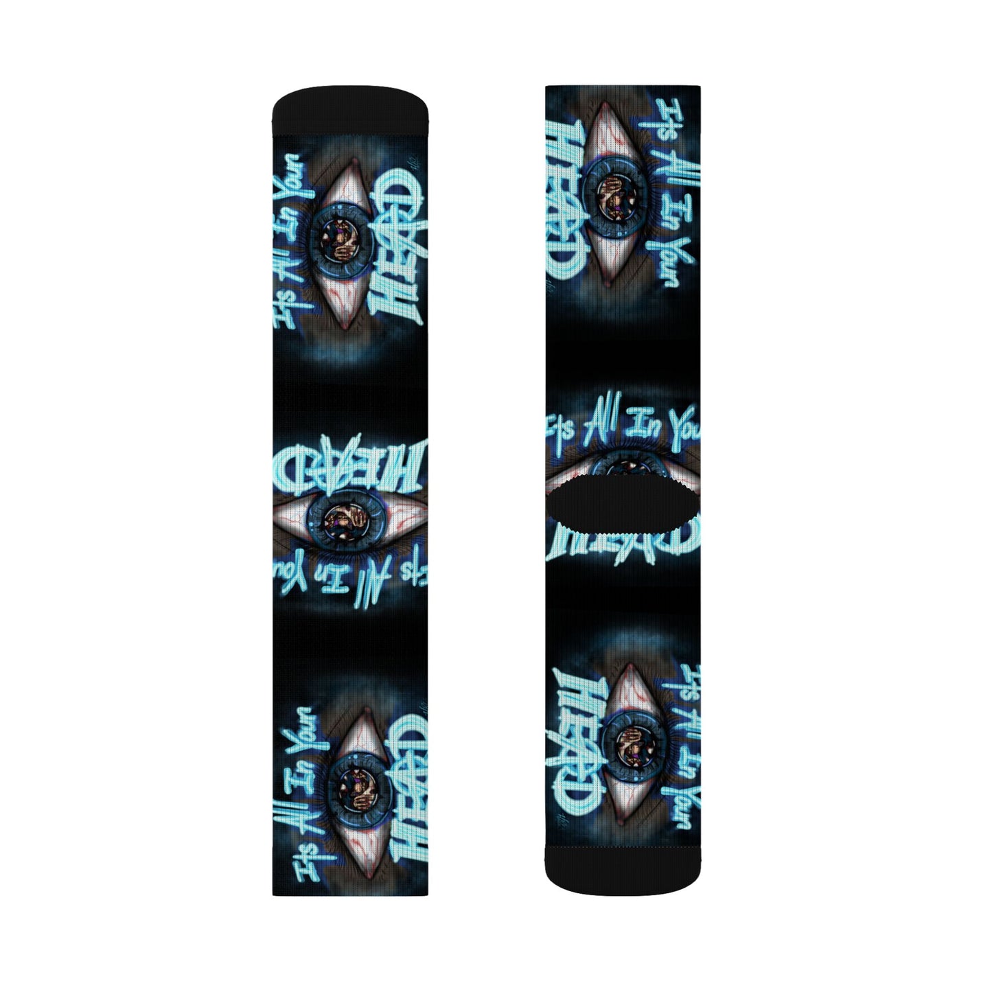 It's All In Your Head Graphic Sublimation Socks — Blue Neon Streetwear