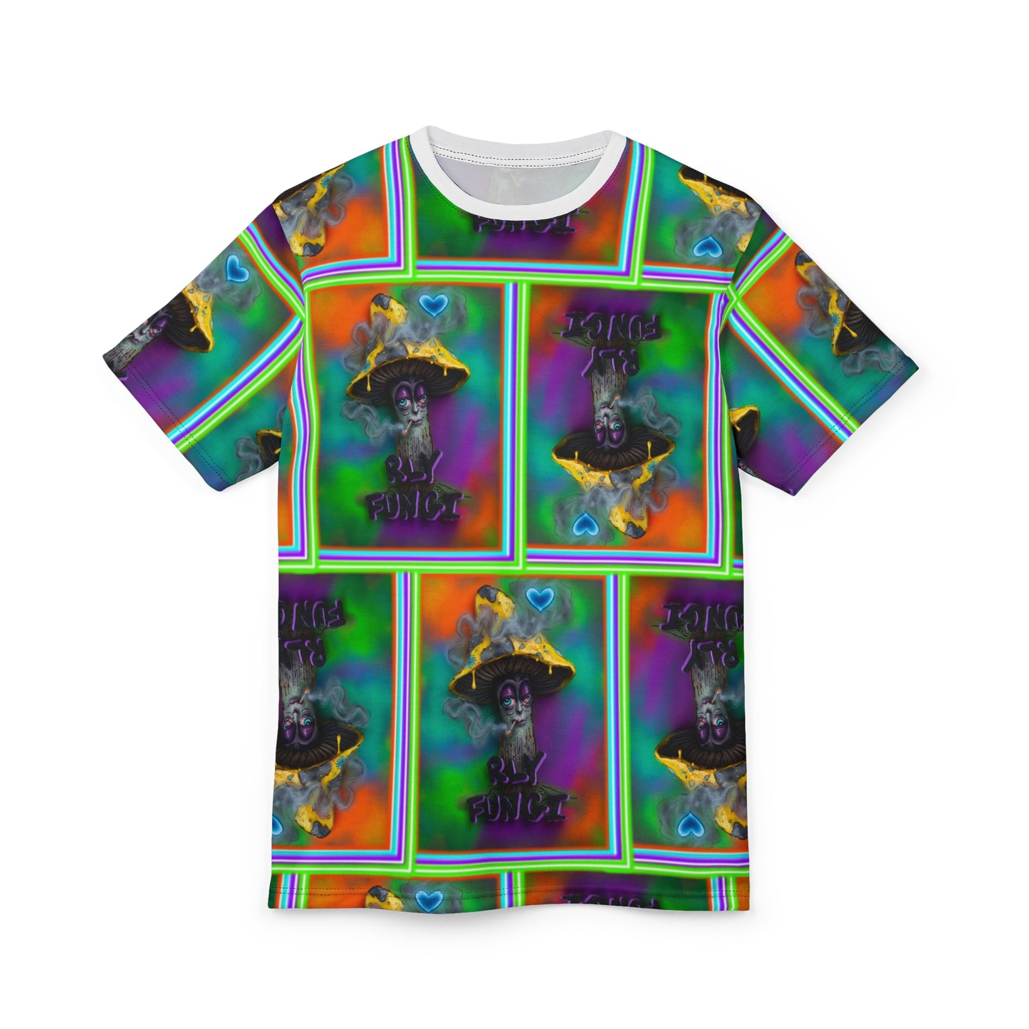 Psychedelic Mushroom Art Tee — 'Rly Fungi' All-Over Print