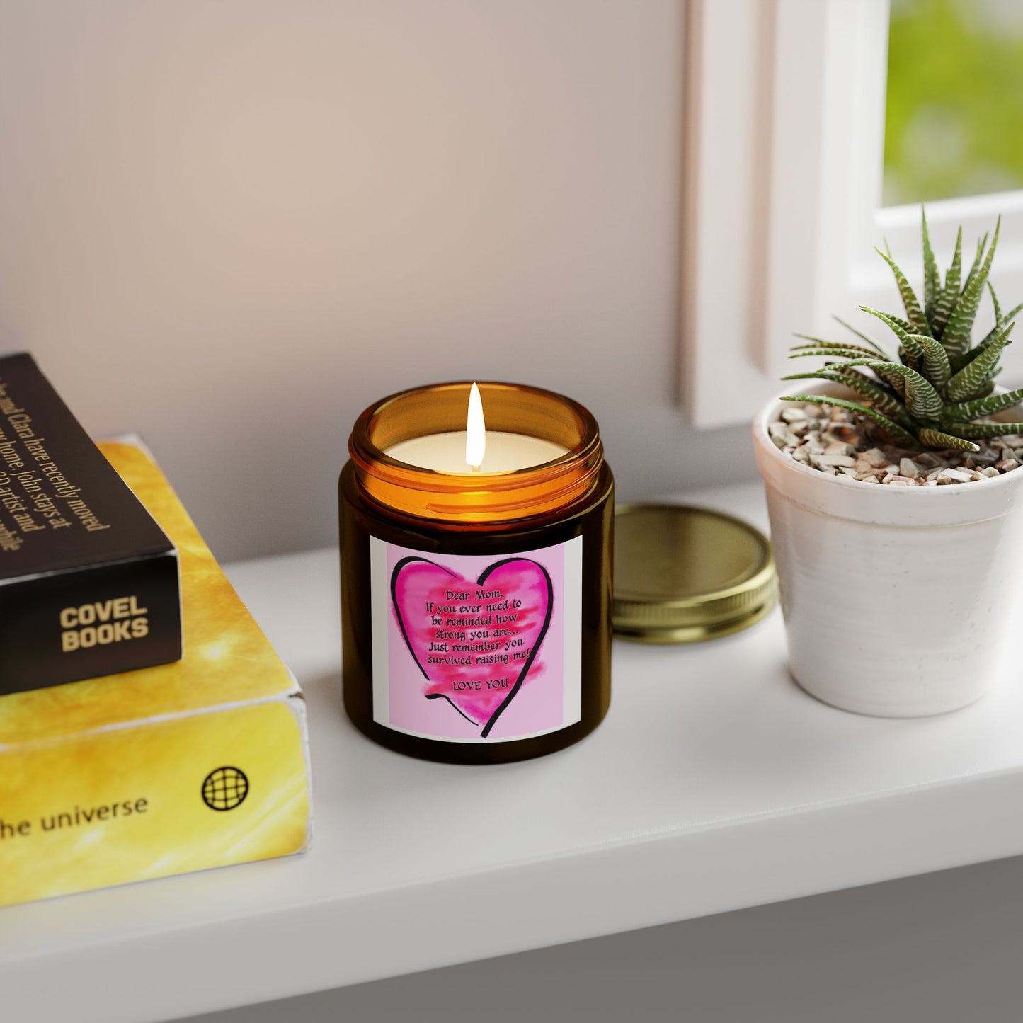 Heartfelt Scented Candle - Dear Mom Quote, Relaxing Gift, Aromatherapy, Home Décor, Mother's Day Gift, Self-Care