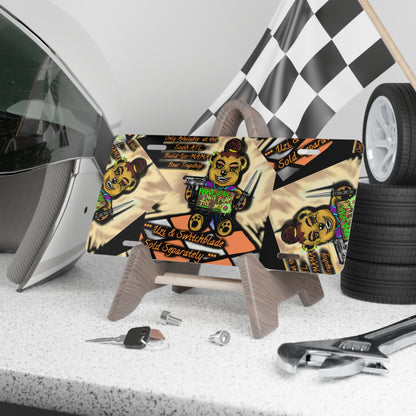 Fun Custom Vanity Plate - Quirky Bear Design, Car Decor, Gift for Car Enthusiasts, Personalized Name Plate, Auto Accessories