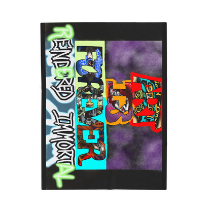 Cozy Velveteen Plush Blanket - Funky Graphic Throw for Chill Evenings, Gifts for Gamers, Home Decor Essentials