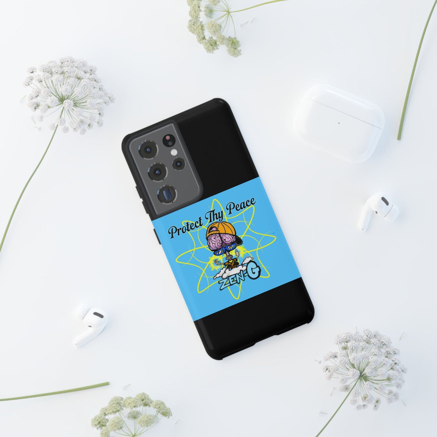 Protect Thy Peace Phone Case, Zen G Tough Case for Stress Relief, Unique Phone Accessory, Holiday Gift, Vibrant Design