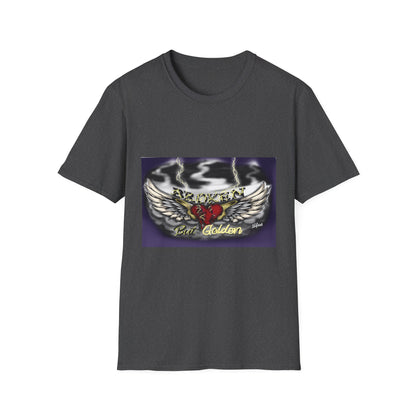 Broken But Golden graphic tee — dark heather, front view