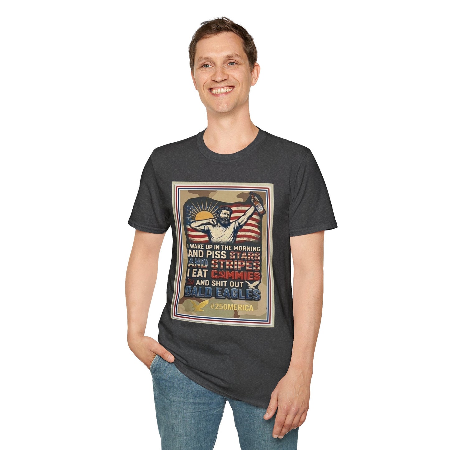 Retro Patriotic T-Shirt — 'I Wake Up in the Morning and Piss Stars' Graphic Tee