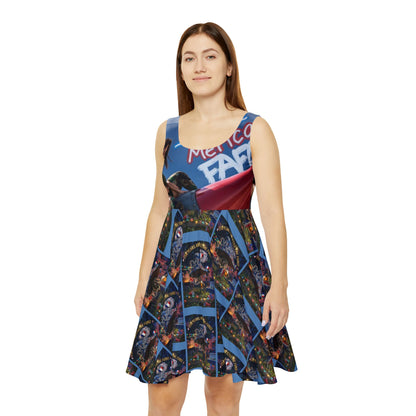 Patriotic 'Because Merica' Women's Skater Dress – All-Over Print Americana Style