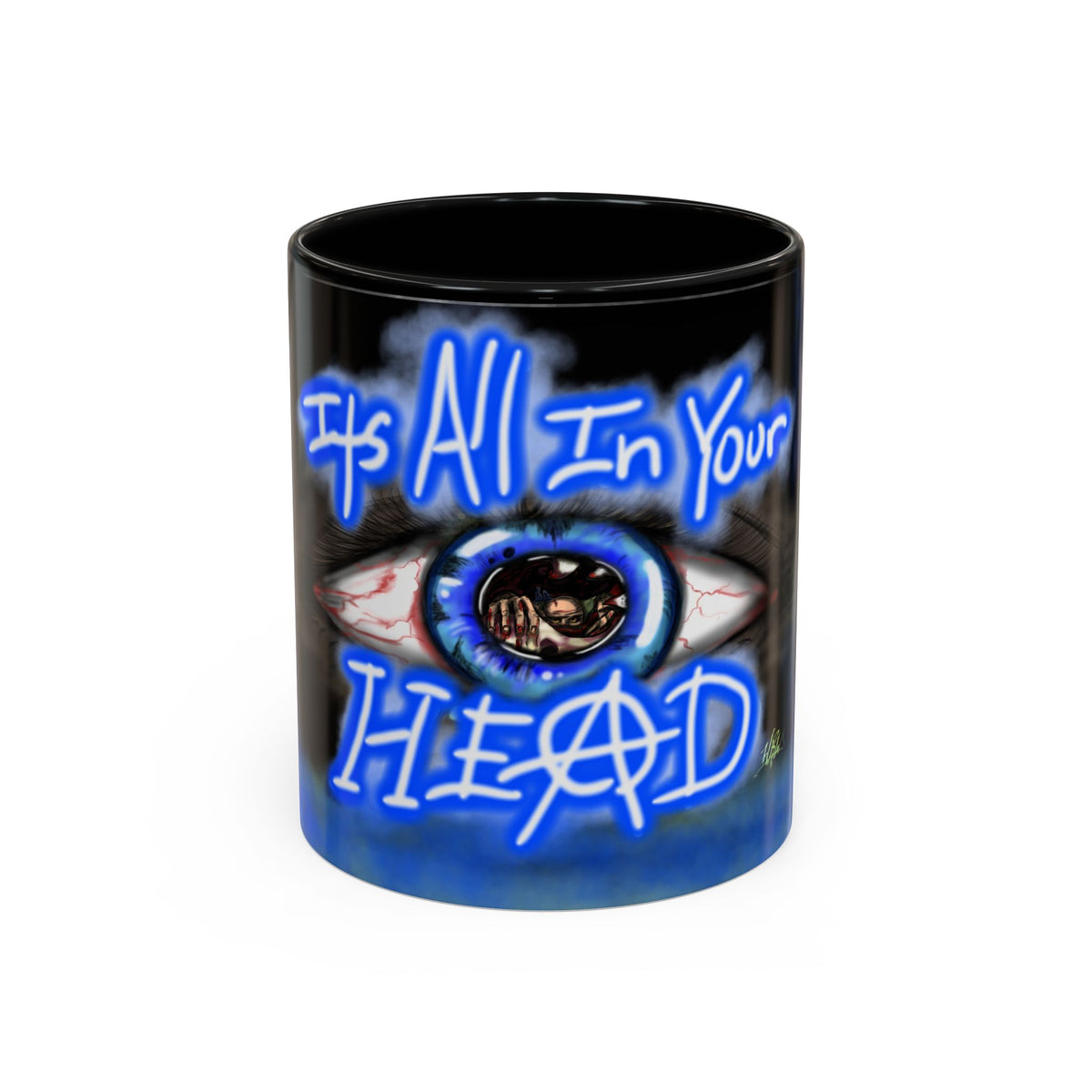 All In Your Head Accent Coffee Mug featuring art and design by Reese Wilson