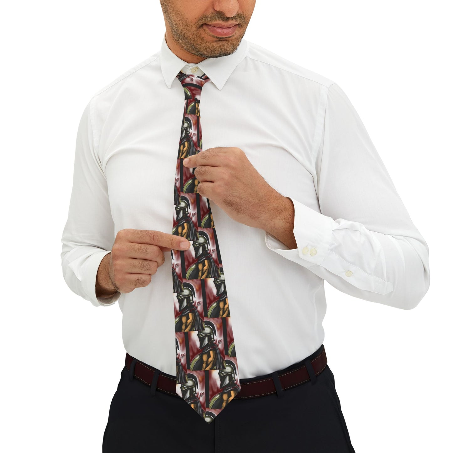 Stylish Graphic Necktie - Spartan Warrior Pattern For Dad