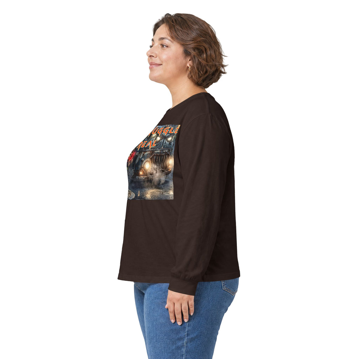 The Struggle Is Real long sleeve tee featuring a moody cinematic street scene by Reese Wilson