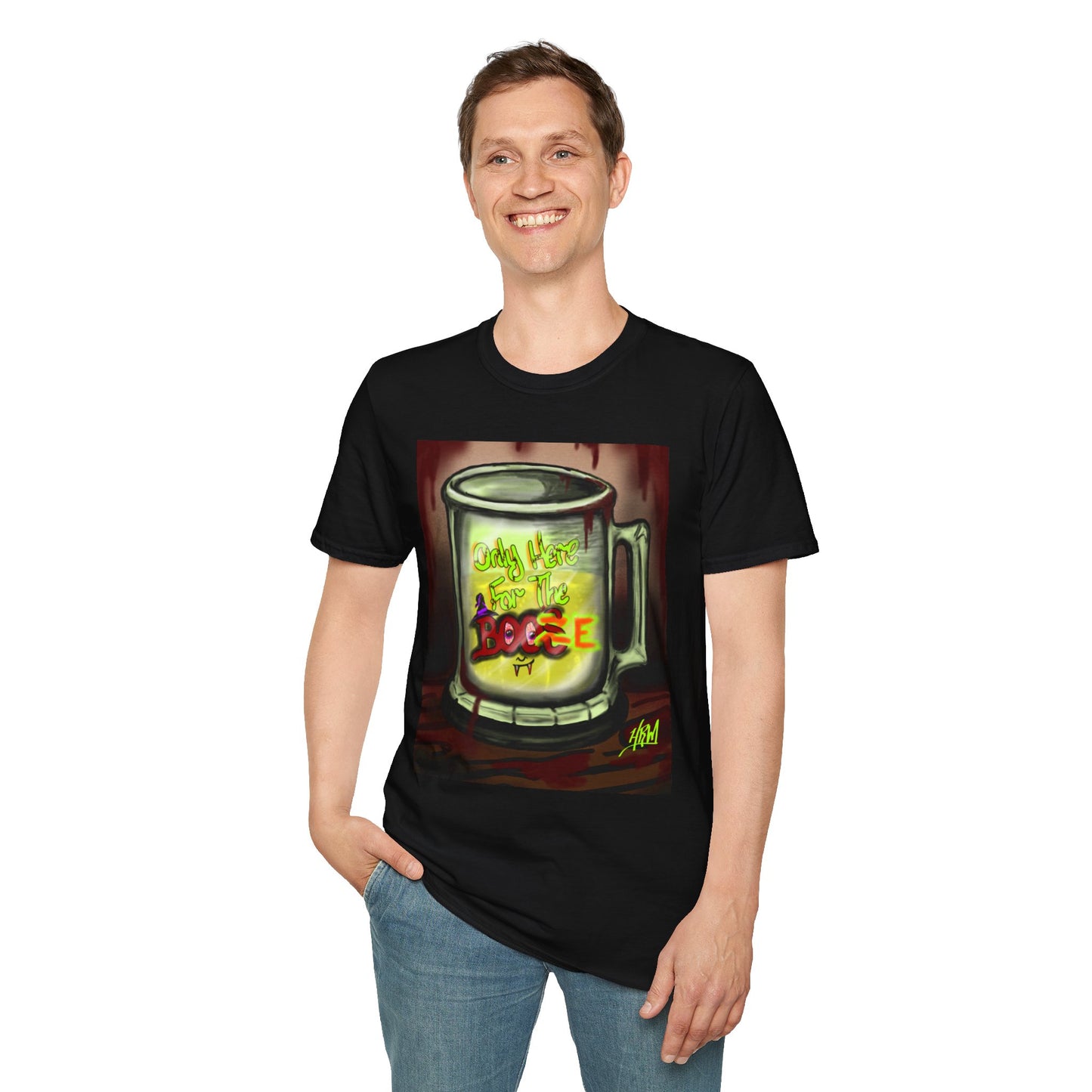 Here For the Boos Unisex Softstyle T-Shirt, Casual Streetwear, Urban Fashion, Unique Graphic Tee, Perfect Gift for Art Lovers