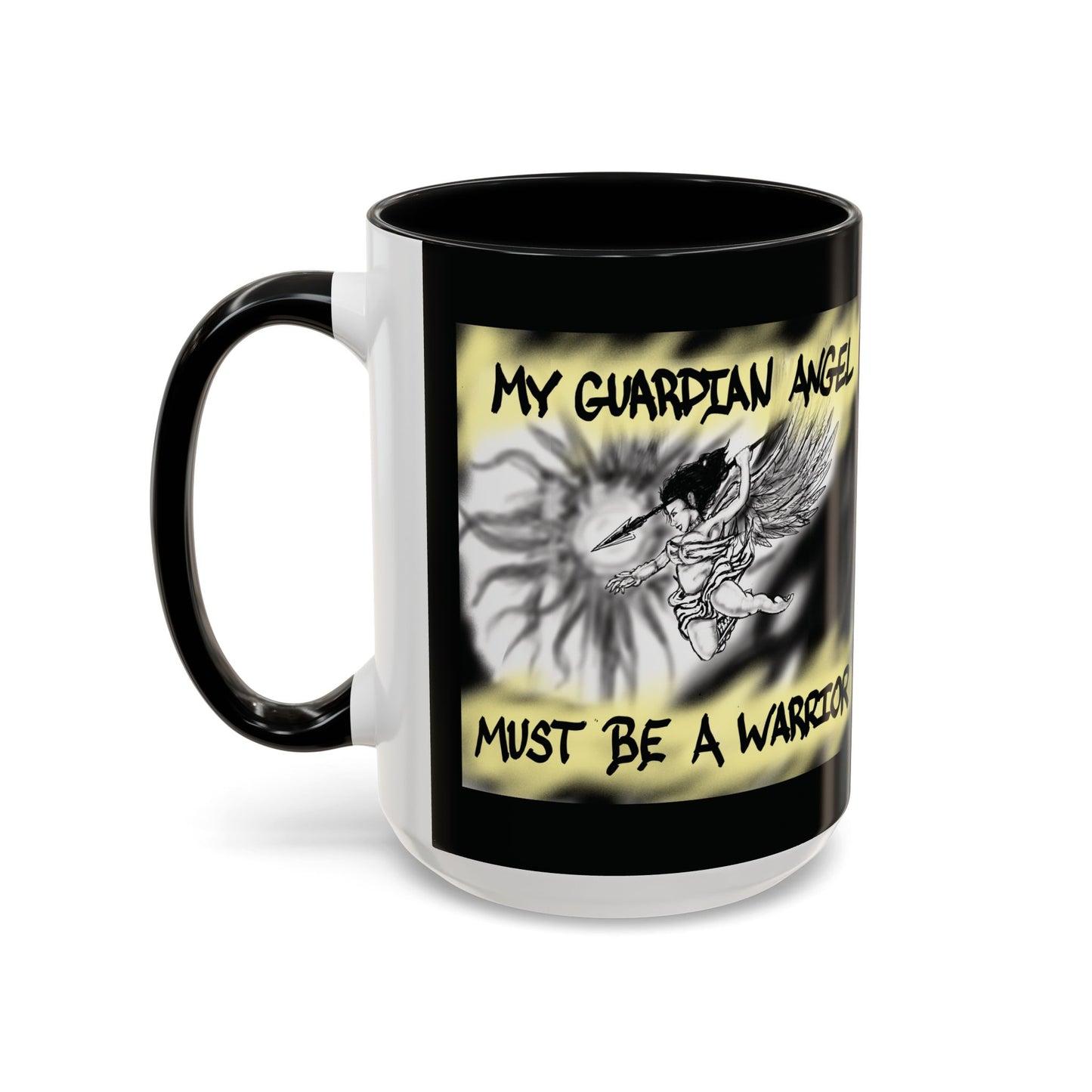 Guardian Angel Warrior Coffee Mug, Spiritual Gift, Protector Mug, Angel Decor, Cosy Homeware, Inspirational Quote