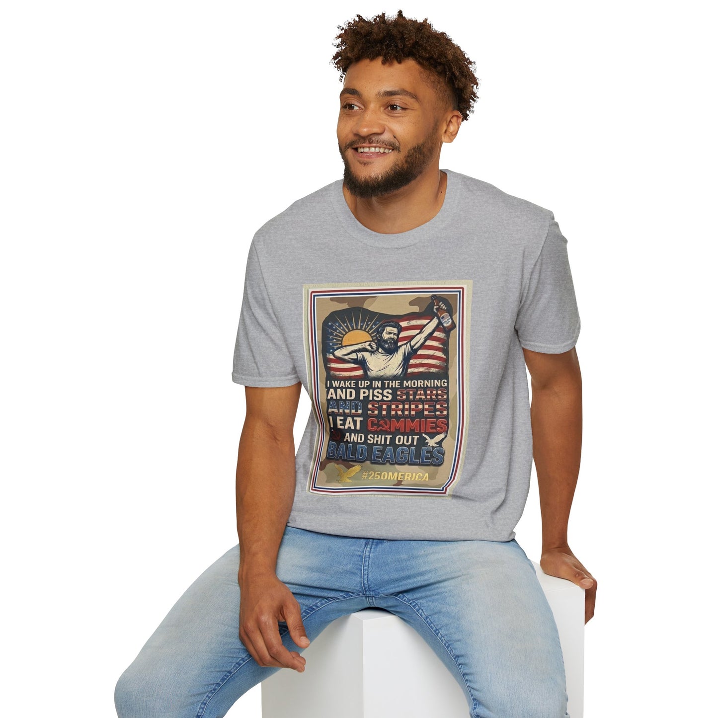 Retro Patriotic T-Shirt — 'I Wake Up in the Morning and Piss Stars' Graphic Tee