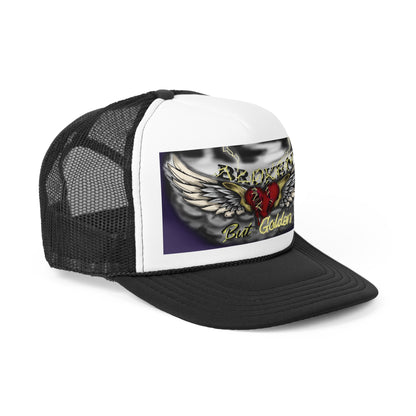 Broken but Golden trucker hat, artistic hat, custom art, artistic fashion