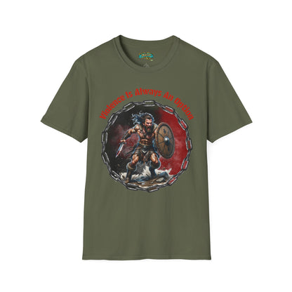 Viking Warrior T-Shirt — "Violence Is Always An Option" / "Save Me A Seat In Valhalla"