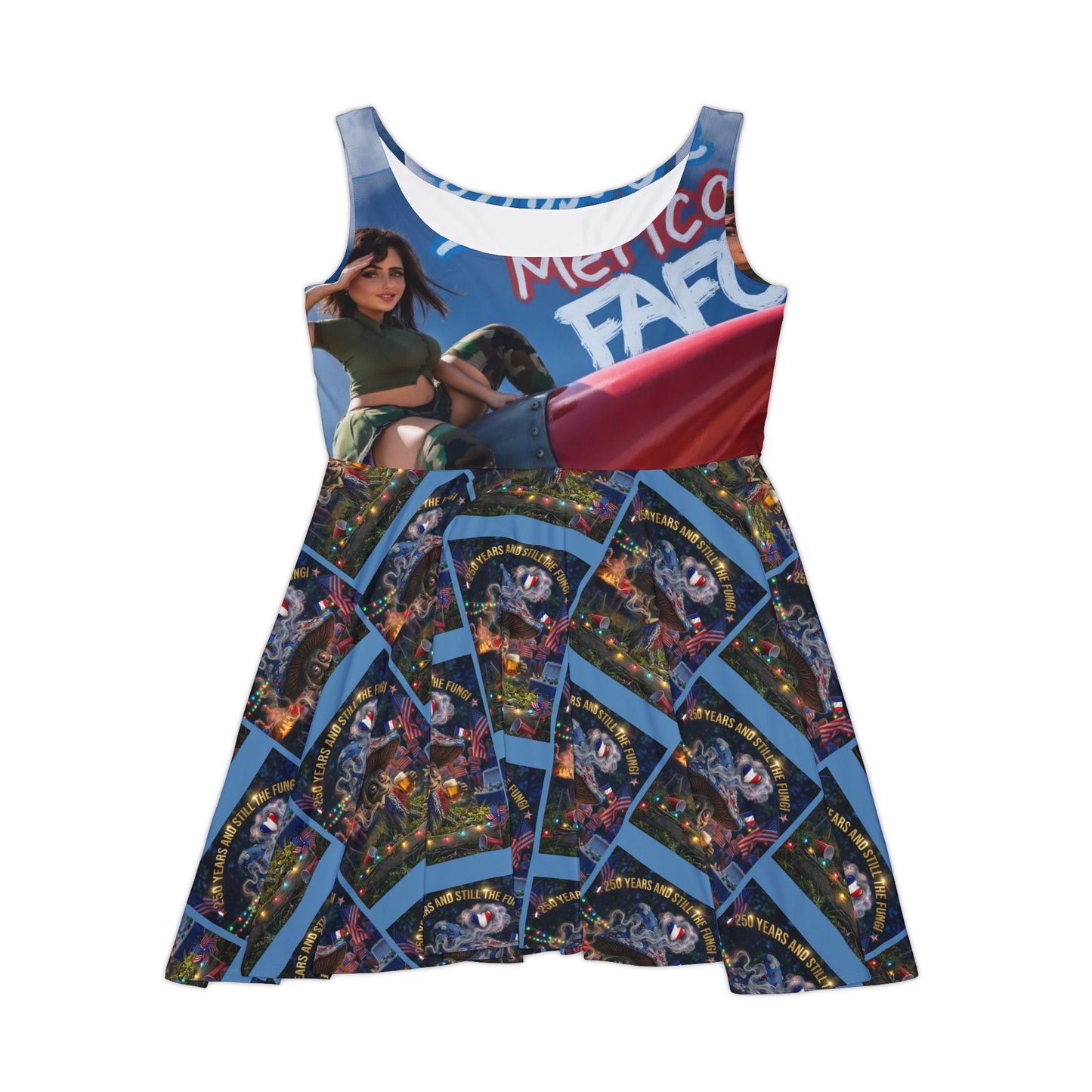Patriotic 'Because Merica' Women's Skater Dress – All-Over Print Americana Style
