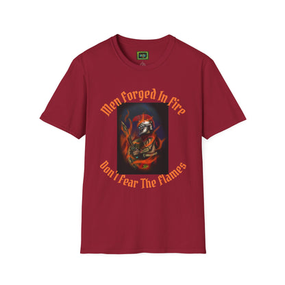 Men's Forged in Fire T-Shirt - Don't Fear The Flames - Graphic Tee for Firefighters and Adventure Enthusiasts