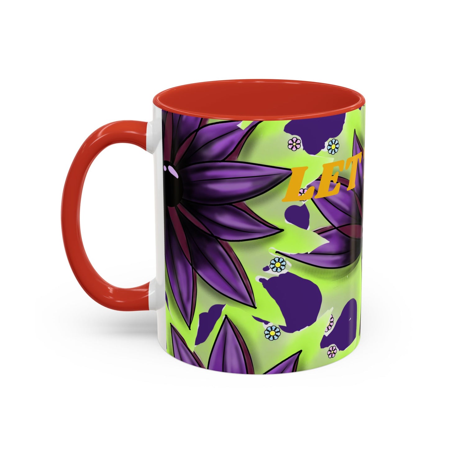 Vibrant Flower Accent Coffee Mug - 11oz & 15oz Semicolon Let Them Design