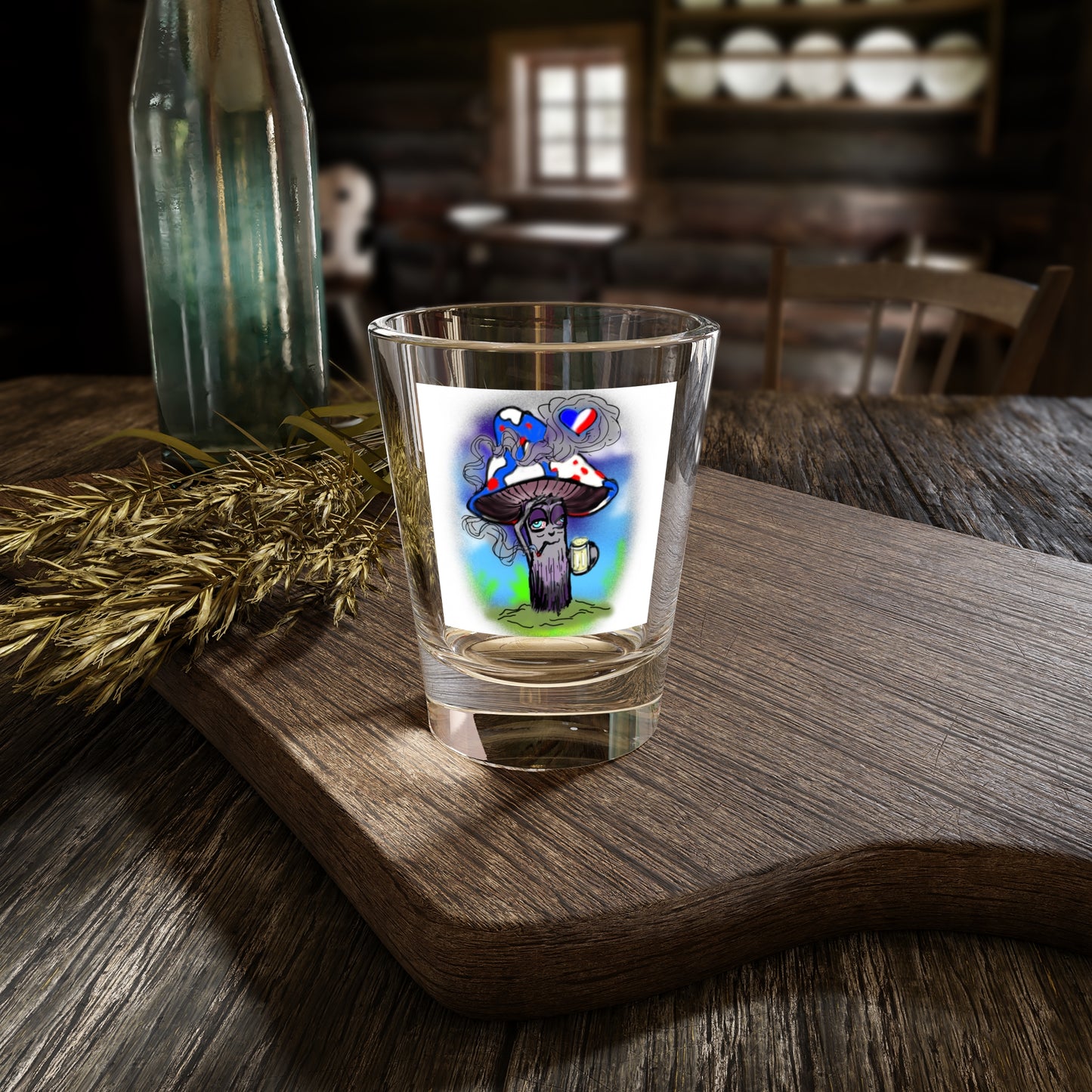 Patriotic Mushroom Shot Glass | Fun Party Favor, Unique Gift, Home Bar Accessory, Collectible Glass, Eco-Friendly Drinkware