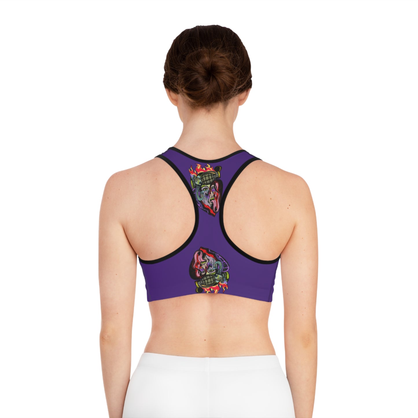 Edgy Graphic Sports Bra with Broken But Golden Design