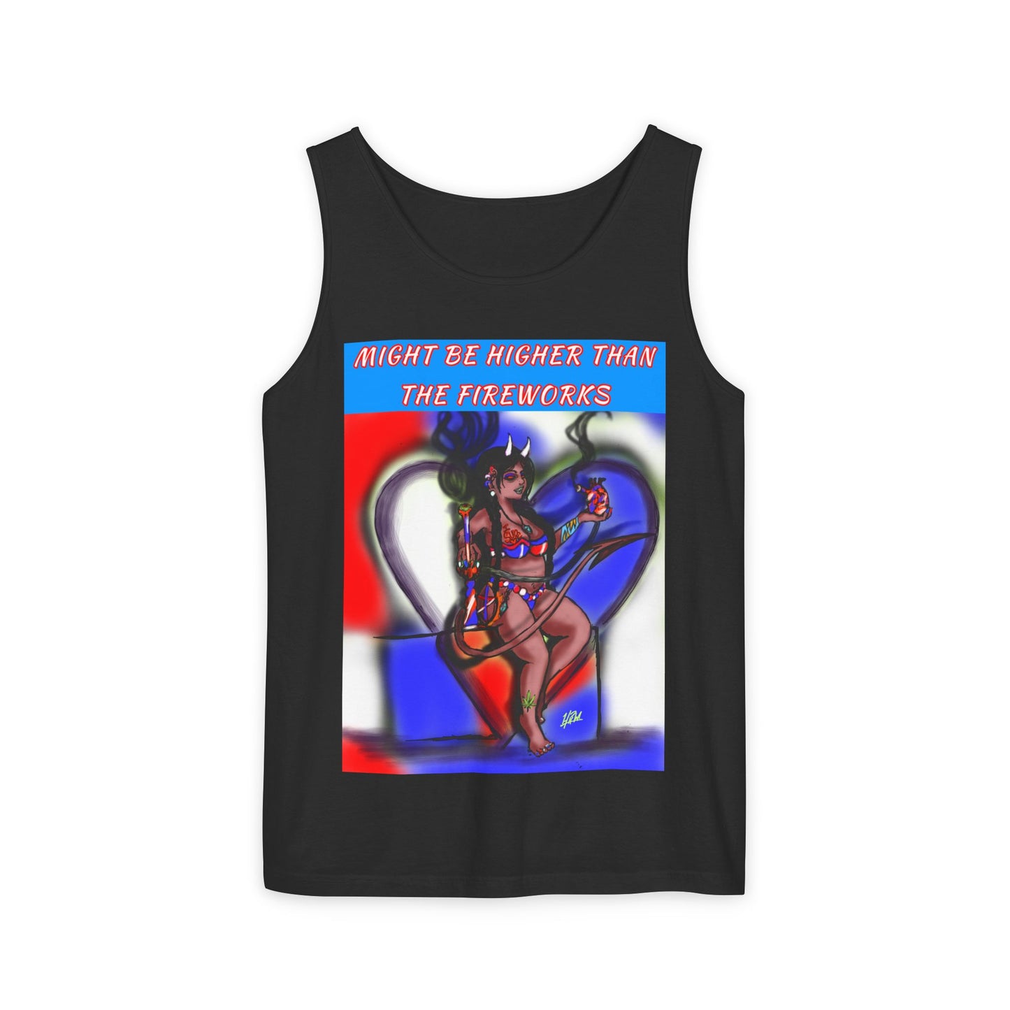 Vibrant Graphic Tank Top – Might Be Higher Than The Fireworks, Summer Apparel, Festival Wear, Unisex Fashion, Gift for Music Lovers