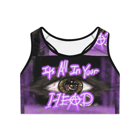 Eye-Catching Sports Bra - "It's All In Your HEAD" Graphic Design