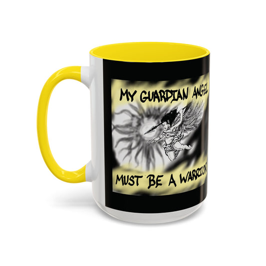 Guardian Angel Warrior Coffee Mug, Spiritual Gift, Protector Mug, Angel Decor, Cosy Homeware, Inspirational Quote