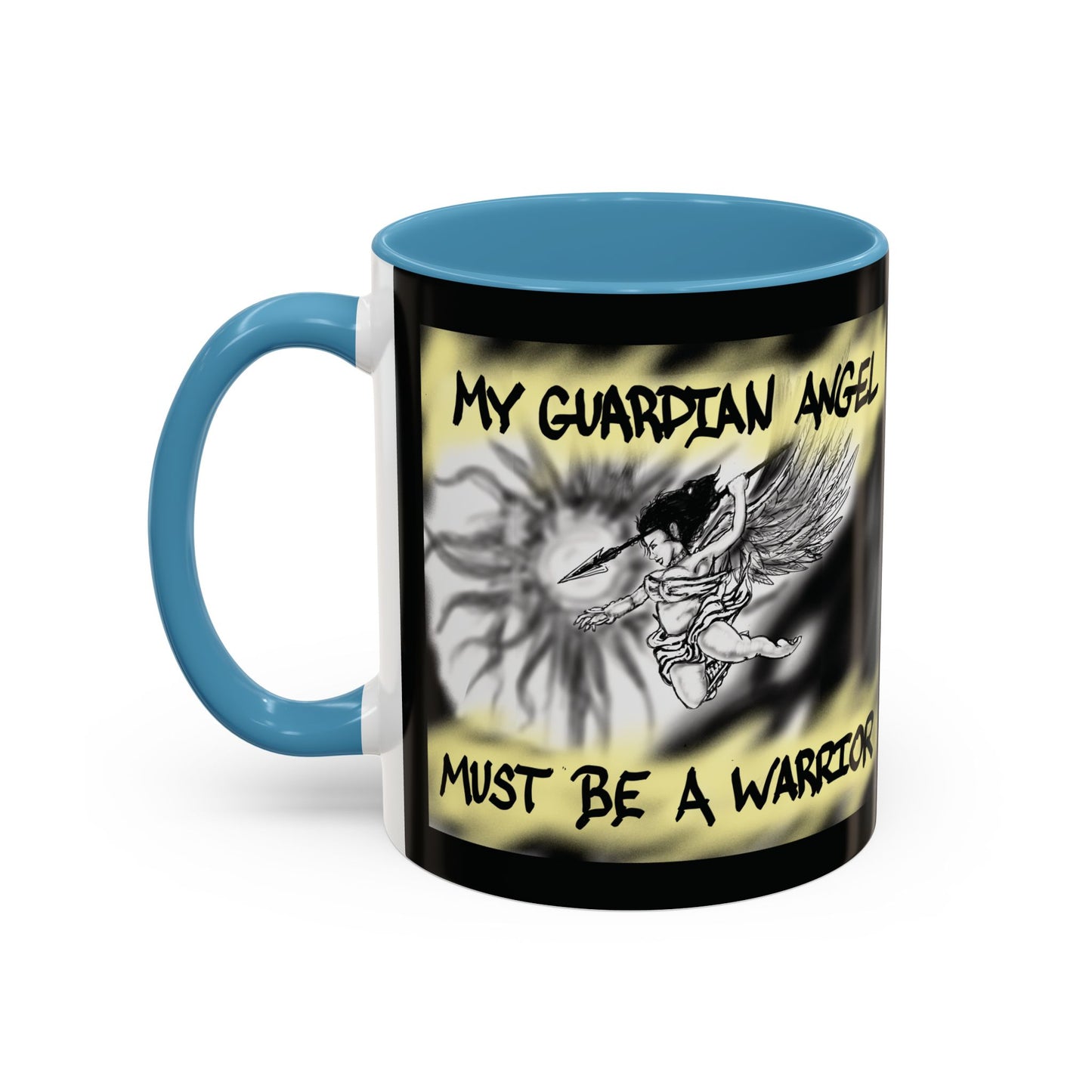Guardian Angel Warrior Coffee Mug, Spiritual Gift, Protector Mug, Angel Decor, Cosy Homeware, Inspirational Quote
