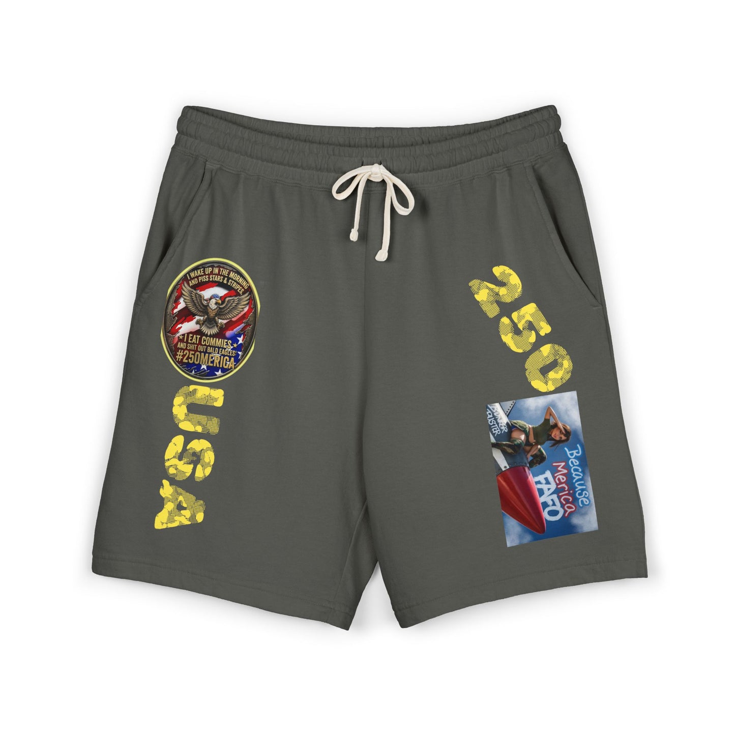 Graphic Sweat Shorts - USA 250 Patch & Retro Hero Print