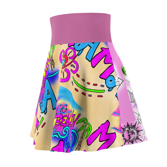 Vibrant Beach-Themed Women's Skater Skirt, Summer Fashion, Resort Wear, Vacation Outfit, Fun Floral Print, Ladies Skirt