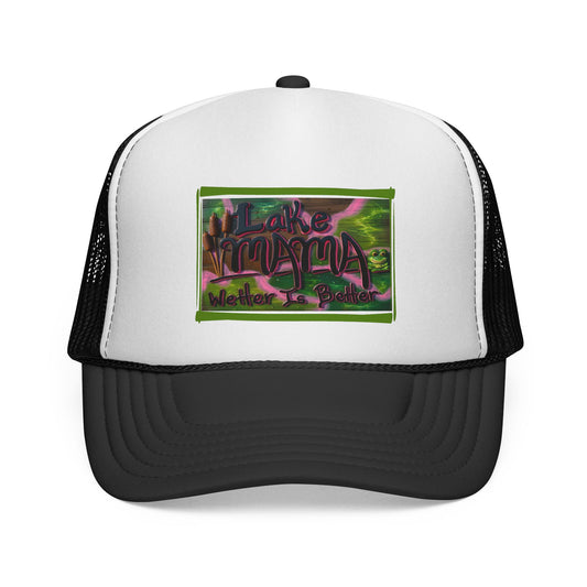 Lake Vibes Trucker Cap — Vintage Nature Graphic ‘Lake’ Mesh Hat