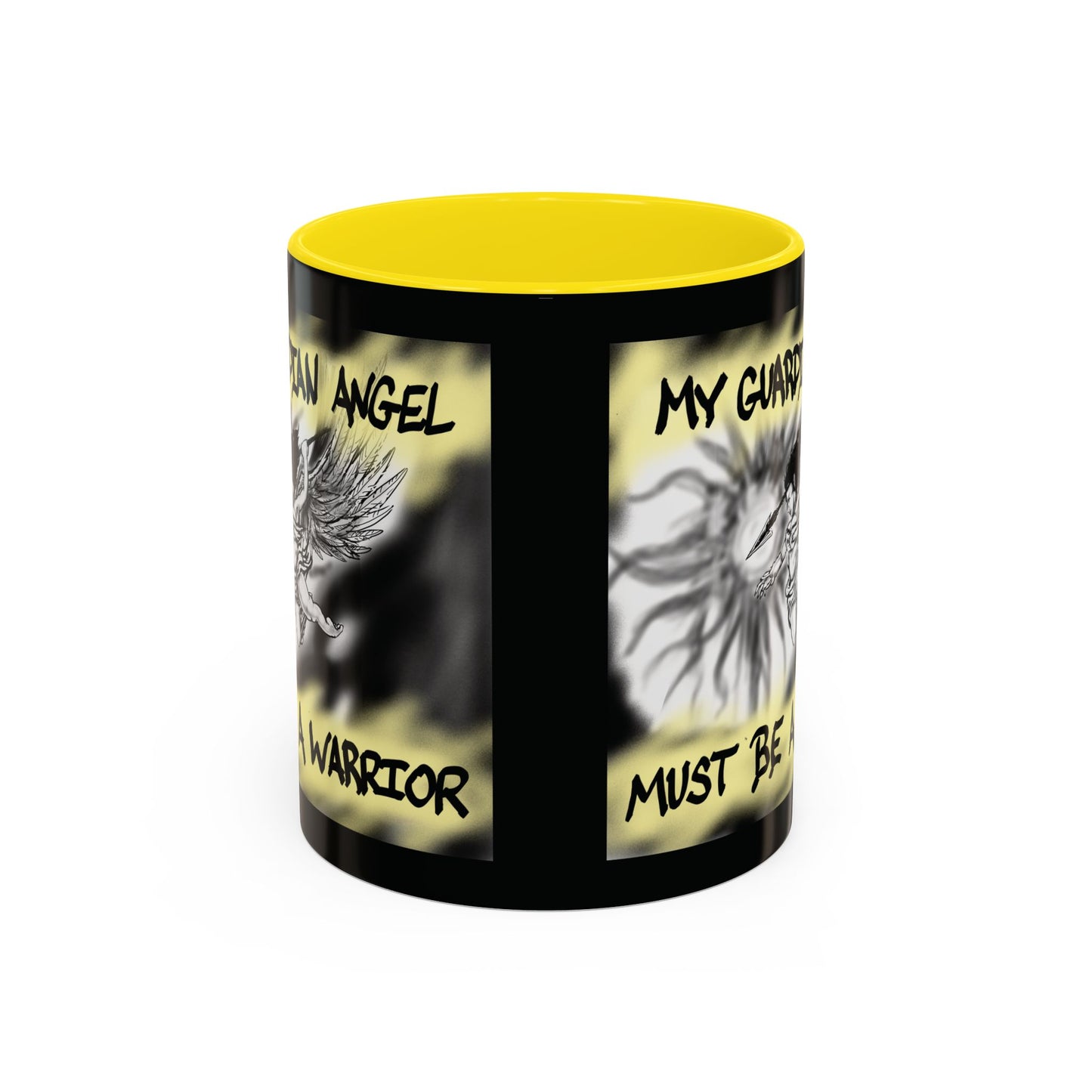 Guardian Angel Warrior Coffee Mug, Spiritual Gift, Protector Mug, Angel Decor, Cosy Homeware, Inspirational Quote