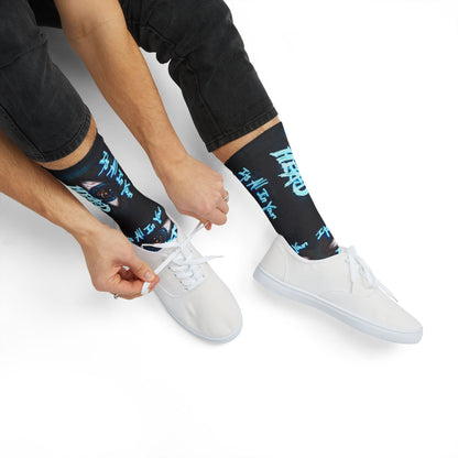 It's All In Your Head Graphic Sublimation Socks — Blue Neon Streetwear