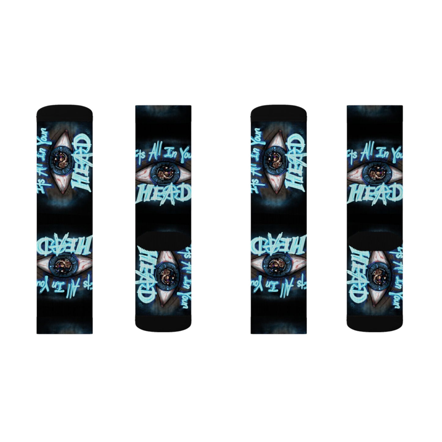 It's All In Your Head Graphic Sublimation Socks — Blue Neon Streetwear